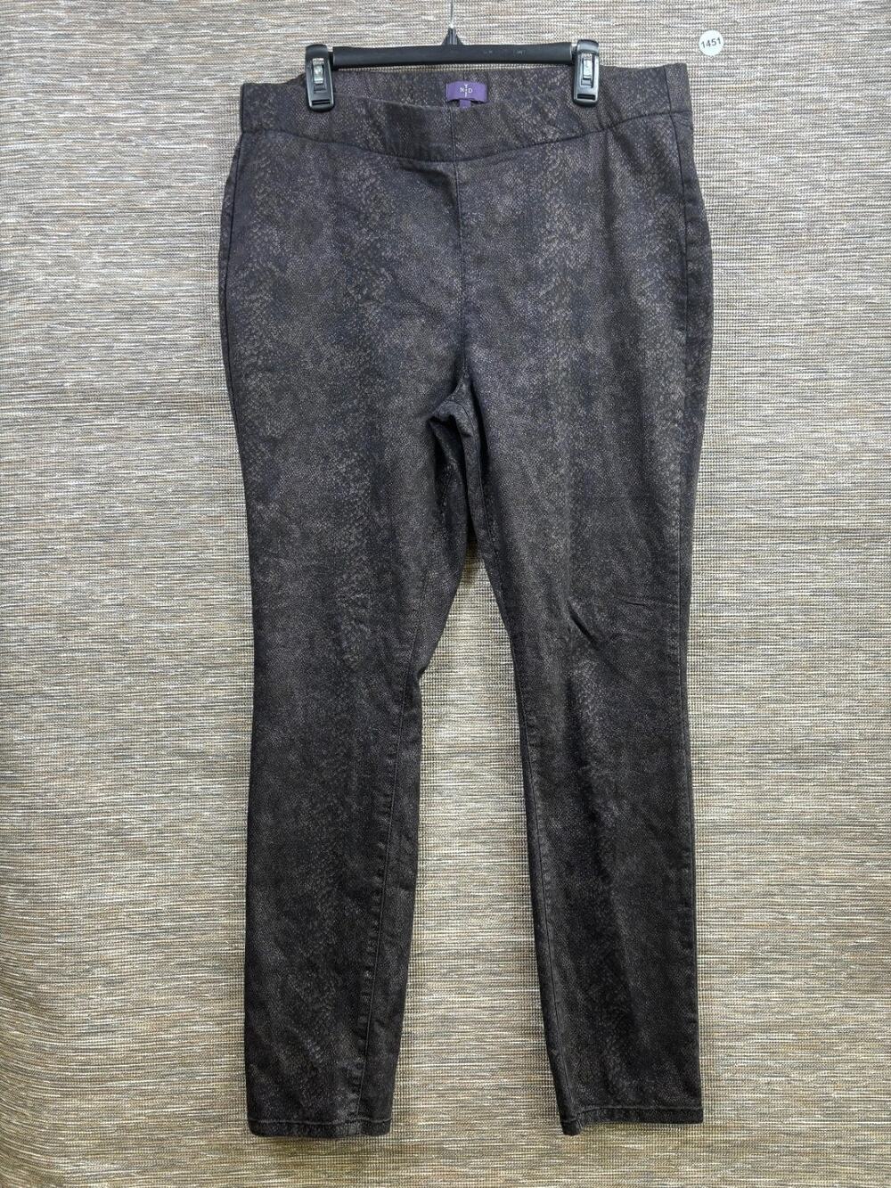 NYDJ Evie Legging Skinny Pants 16 Black Pull On Metallic Snake Print MGIJ08S4